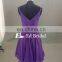 Stunning v neckline open back short chiffon pleating real sample bridesmaid dress gown