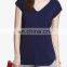 CHEFON Cuffed cap sleeve silky fabric women short sleeved formal blouses and skirts