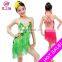 One-piece big sequins sexy halter tassel children girl latin dance costume dress ET-093