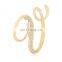 Newest Popular Alphabet Letter Brooches Custom Metal Gold Plated Letter Rhinestone Brooch Pins