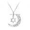 Dainty moon charm pendant necklace in silver