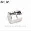 20mm * 10mm Super Strong Round Powerful Rare Earth Neodymium Magnets Magnet N35
