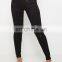DiZNEW Europe fashion high waist straight cut out black skinny jeans ladies