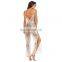 Bohemian Beach Long evening Dresses jumpsuits Chiffon Deep V Neck  Sleeves appliques Dress Boho Summer strapless dress suits