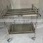 factory price 2-tier stainless steel instrument trolley clinic surgical trolley for hospital use