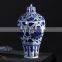 Old Chinese Yuan Dynasty Hand Painted Blue White Vase Pot
