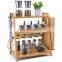 Bamboo Spice Rack Organizer for Countertop 3-Tier bamboo Spice Organizer Standing Rack Shelf Storage Holder with 4 Square Spice