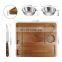 Wholesale anti-bacterial engraved thick acacia wood steak cutting board with knife