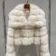 New Imported Fox Fur Striped Fur Coat, Women's Short Lace Lace Slimming Lapels Fur Coat