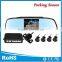 Good selling car alarm ultrasonic sensor with 4.3 inch rear view mirror and mini reverse camera