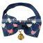 Wholesale Mixed Color Lovely Heart Printed Cat Bow Tie Neck Collar With Bell