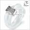 Fashion White Ceramic Rope With Silver Tone Stainless Steel Stee Tricyclic Engagement Ring Anniversary Wedding Band