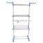 Three Layer Stainless Steel Stand Clothes Drying Rack Clothes Hanger Blue