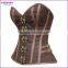 China Factory Price Steampunk Steel Boned Embroidered Brown Top Design Corset