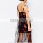 Dongguan clothing wholesale sequin sleeveless short dress mesh mini prom dress for clubwear