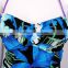 Blue floral sex bathing suit one piece swimsuit / elegant beach wear / full body swimwear women