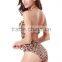 New Arrival Sexy Push Up Leopard Print Women Swimwear One Piece Swimsuit Backless Halter Belt M,L,XL Elastic Swimming Suit