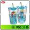 Christmas Gifts 12oz/350 ml Double Wall Wholesale Plastic Bottles With Straw