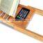 DT003/Bathtub Caddy Tray with Extending Sides - Bamboo Wood - Reading Rack Kindle/Book Holder - iPad / iPhone Holder