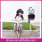 Pretty panda cotton short-sleeved shirt black and white two-piece striped suits