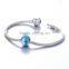 D117 jewelry silver fish animal charm,women blue charm beads in silver