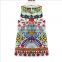 Fashion 2015 New Arrivals Sleeveless Printed Round Neck Girl Daily Dress Latest Party Wear Dresses For Girls
