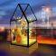 Decorative Glass House Design Night Light, Wooden DIY Fireworks Silver Flower Beautiful Bedding Room Warm Light