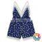 Summer New Boutique Outfits Baby V-neck Playsuit Romper Backless Floral Fabric Jersey Jumpsuit Kid