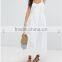 Guangzhou wholesale clothing OEM Sweetheart Neck White Linen Dress