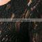 Ladies formal/office wear elegant transparent short sleeve sexy black lace blouse