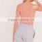 Women Silm Fit Plain Long Sleeve Knitwear High Collar Plain Sweater Cold Shoulder Knitted Crop Top Orange