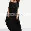 Black One Shoulder Dolman Sleeve Maxi Dress 100% Cotton Casual Batwing Sleeve Shift T Shirt Dress