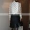 2016 Latest Blouse Design Ladies Long Sleeve Polka Dot Blouses, Custom Casual Polyester Polka Dot Printed Blouses For Women