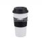 Promotional Custom Plastic PP Silicone cover bamboo fiber Reusable Coffee Cup with Lid