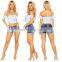 DiZNEW Custom USA hot sexy spandex destroyed women ladies denim shorts