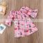 Baby Girl DOG FULL PRINT  Dress Kids Toddler Cotton 3/4 Sleeve Princess DRESS Valentine Day