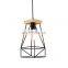 Colorful Restaurant Kitchen Home Lamp Pendant Light Wood Ceiling Rose Chandelier Iron Cage Hanging Lighting