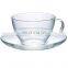 Coffee Cup with Saucer, Clear Double Wall Glass with Large Handle, Cappuccino and Tea Glass With Saucer