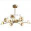 Copper Glass LED Chandelier For Living Room Modern Luxury Ceiling Hanging Lamp Hotel and Home Pendant Light