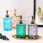 New Design Wholesale Home Decorative Bathroom Normal Size Spray Blue Glass Jars And Bottles 350ML Jar With Gold Pump Lid