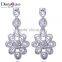 Quality Jewelry Supplier Big Size Flower CZ Zircon Wedding Party Drop Earrings