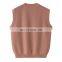 High Quality Women's Fall Casual Cashmere Vest Sleeveless Pullover with V-Neck Embroidered Logo Knitted Woolen Outer Wear