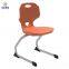 Single student chair with plastic shell and metal frame
