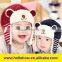 Autumn Winter Newest Checked Striped Bear Style Baby Kids Pom Poms Earflap Winter Wool Hat