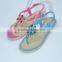 New Design Beautiful girls Candy Color With flower PCU Sandals