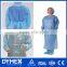 Disposable CPE coated isolation gown/ Heated seam over the head open back isolation gown
