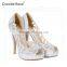 Wholesale price gold color quality mesh pretty ladies bridal high heel shoes