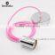 Modern Lighting Set. Pink Fabric Cable. Chrome Edison Smooth Plastic Lamp Holder. Ceiling Rose