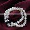 8mm AAA White Near Round White Bridal Wedding Accessory Freshwater Natural Double Strand Pearl Bracelet