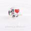 Newest Brand 925 Silver Red Enamel Love Charms I Love BJ Beads Suitable For Style Charm Bracelets & Necklaces